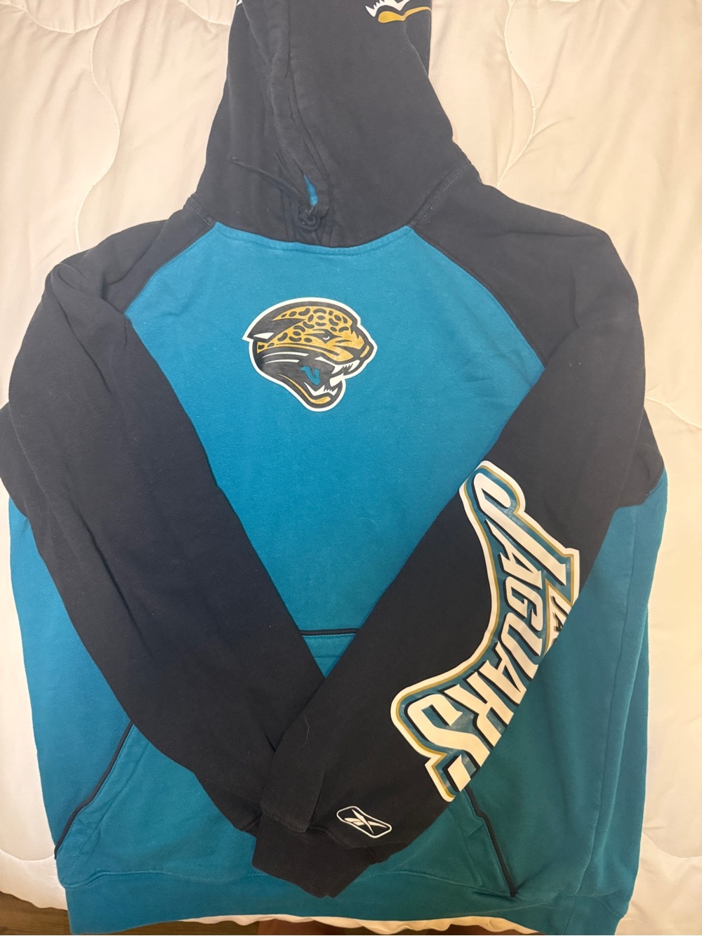 Vintage Jacksonville Jaguars Reebok Teal & Blue NFL Logo Hoodie